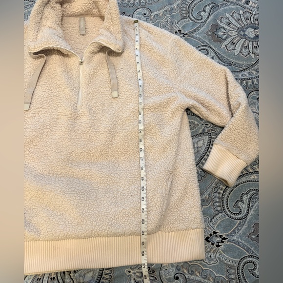 Athleta Talus Sherpa Cream/Ivory Pullover Sweatshirt Teddy Jacket Cozy Sz Large - Picture 5 of 9